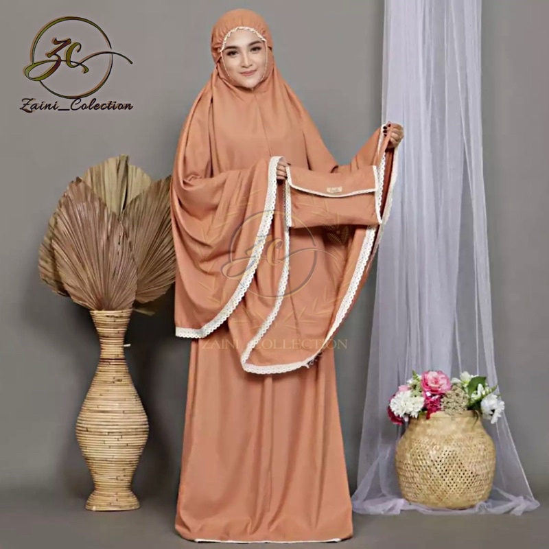 Mukena Dewasa Premium Jumbo Polos Mukenah Bahan Katun Rayon Renda Cantik Estetik Halus Adem / Zaini 
