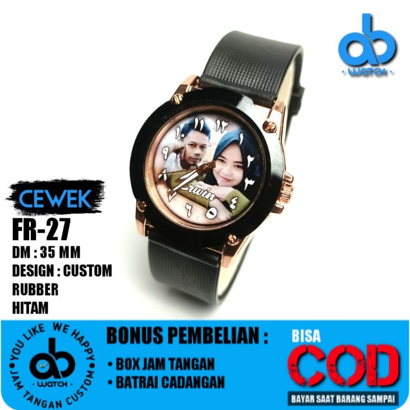 Jam Tangan Couple Custom Foto FREE BOX DAN BATERAI CADANGAN