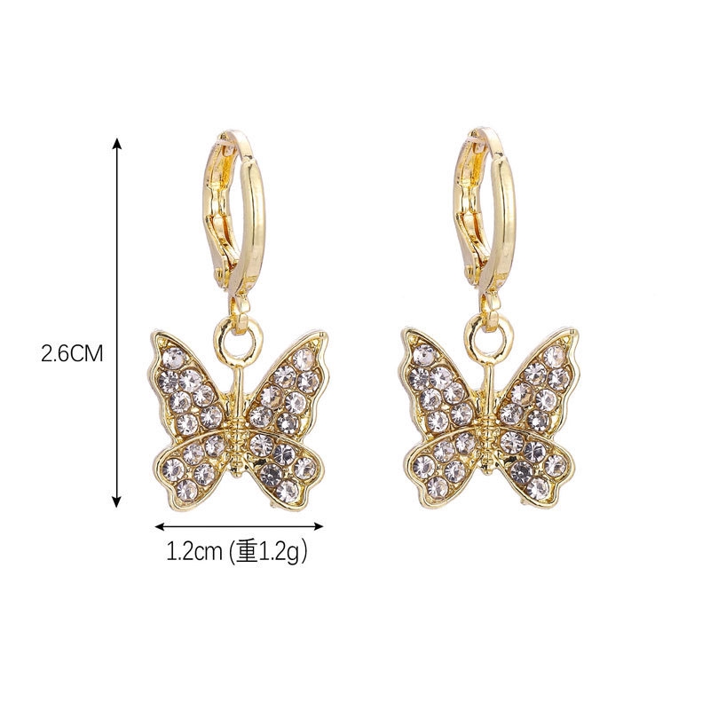 Exquisite Bright Anting Liontin Kupu-Kupu Warna Emas Dan Perak Bahan Logam Untuk Wanita