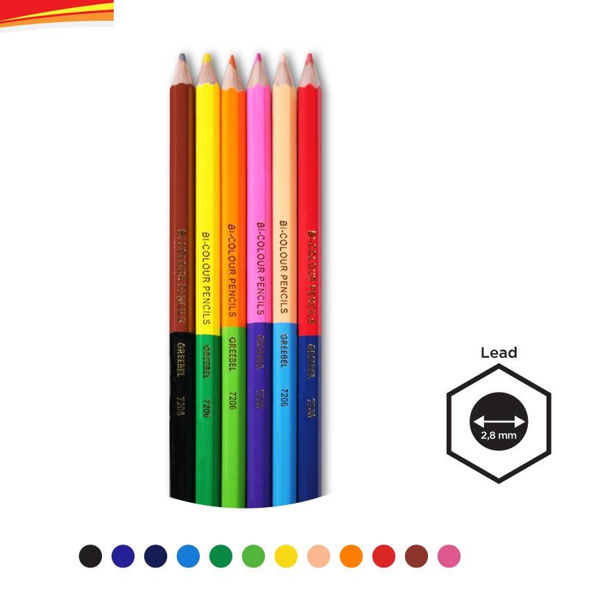 

Flash Sale - GREEBEL 7206 Pencil Bi-Color 6 pcs Pensil Warna 12Warna