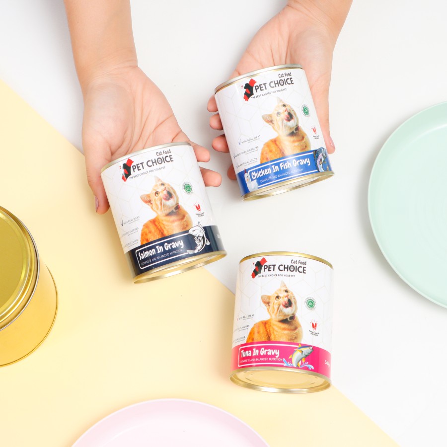 Xcamellyaa Pet Choice Makanan Kucing Basah Kaleng 340 Gram Cat Wet Food Kaleng