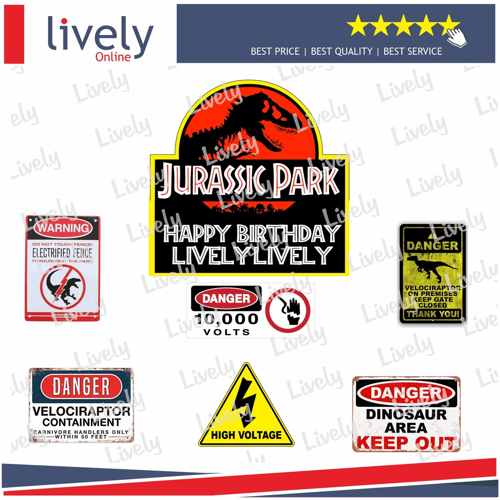 CUSTOM NAMA CAKE TOPPER KARAKTER DINO JURASSIC HIASAN KUE ULANG TAHUN HAPPY BIRTHDAY