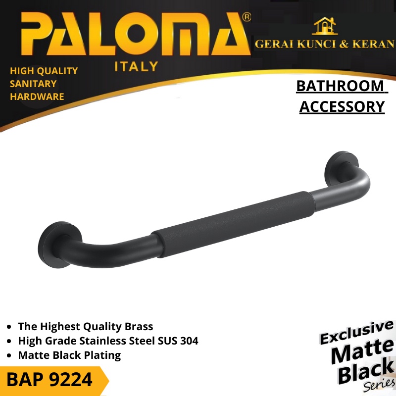 PALOMA BAP 9224 Pegangan Kamar Mandi Handle Bathtub Tub Toilet 40CM Hitam Black