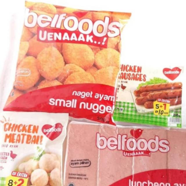 

Belfoods isi 4 pcs - Nugget Ayam - Sosis - Baso - Luncheon kornet ayam