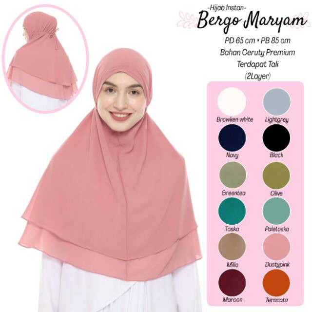 HIJAB / JILBAB KHIMAR INSTAN BERGO MARYAM - BAHAN CERUTY PREMIUM