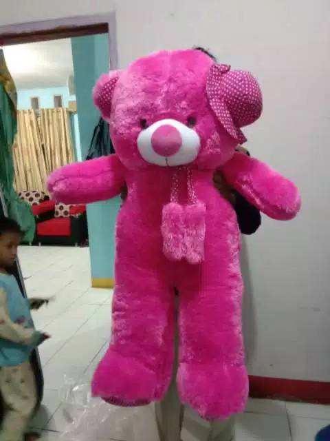 Boneka teddy bear topi 1meter