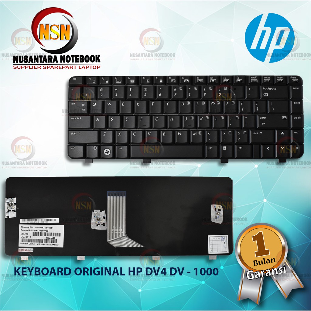 Keyboard Original Laptop HP For Pavilion DV4-1000, DV5-1000 Black