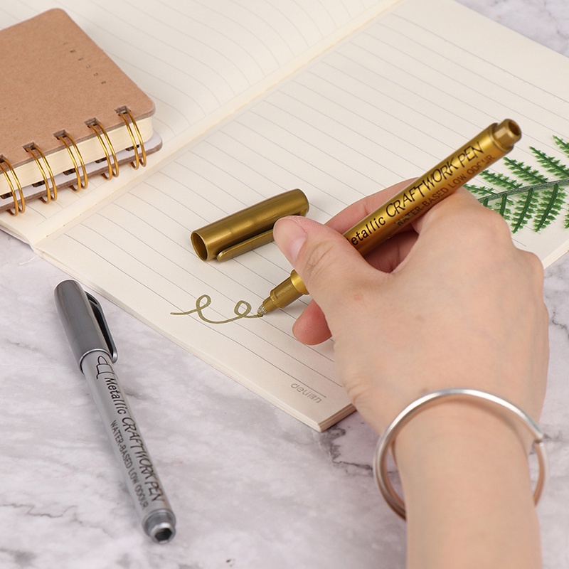 Pen Spidol Permanen Anti Air Warna Gold / Silver Untuk Menggambar DIY