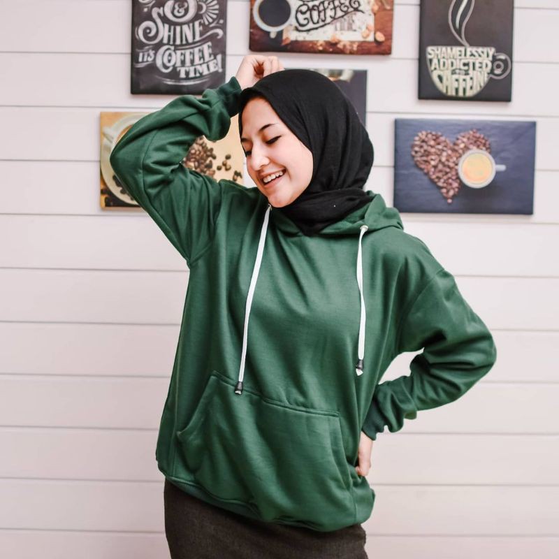 Jaket Sweater Hoodie Wanita Oversize Outerwear Pakaian Sweatshirt Korean Style Hudie Cewek NATURAL-1