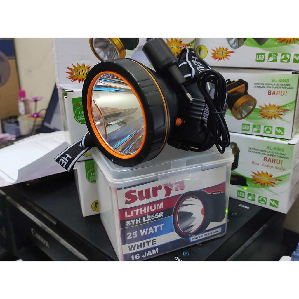 Senter Kepala Surya SYH L255R L256R 25w 25 watt putih White Waterproof 16 jam