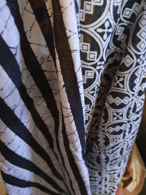 Vest Monochrome Salur Seling Batik Luaran Kardigan Monokrom Outerwear Kerja Kantoran