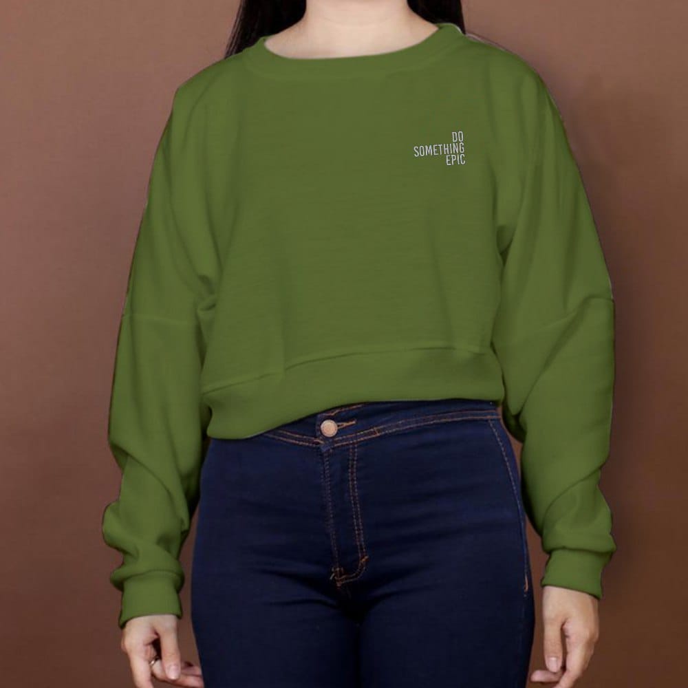 DO SOMETHING EPIC BORDIR CROP OVERSIZE SWEATER WANITA / SWEATER CROP WANITA TEBAL / SWEATER CROP BORDIR