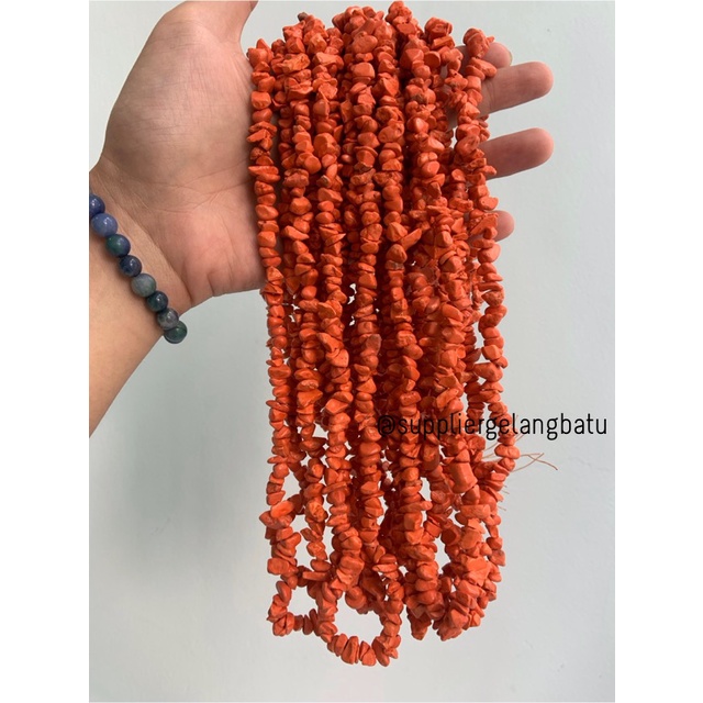 kerikil Batu alam orange turquoise pirus oren 1cm phyrus howlite craft