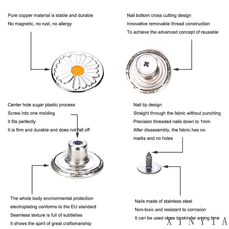 Xia.id Kancing Metal Dapat Dilepas Untuk Celana Jeans