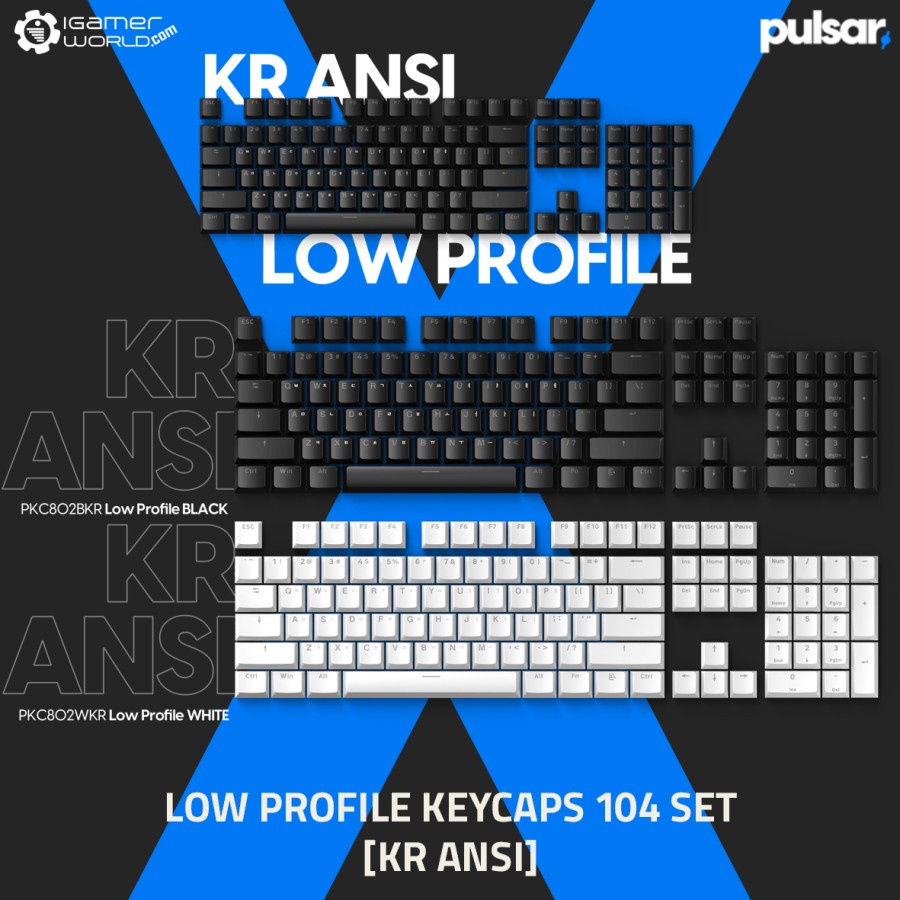 Pulsar Low Profile Keycaps 104 Set KR ANSI for Mechanical Keyboard