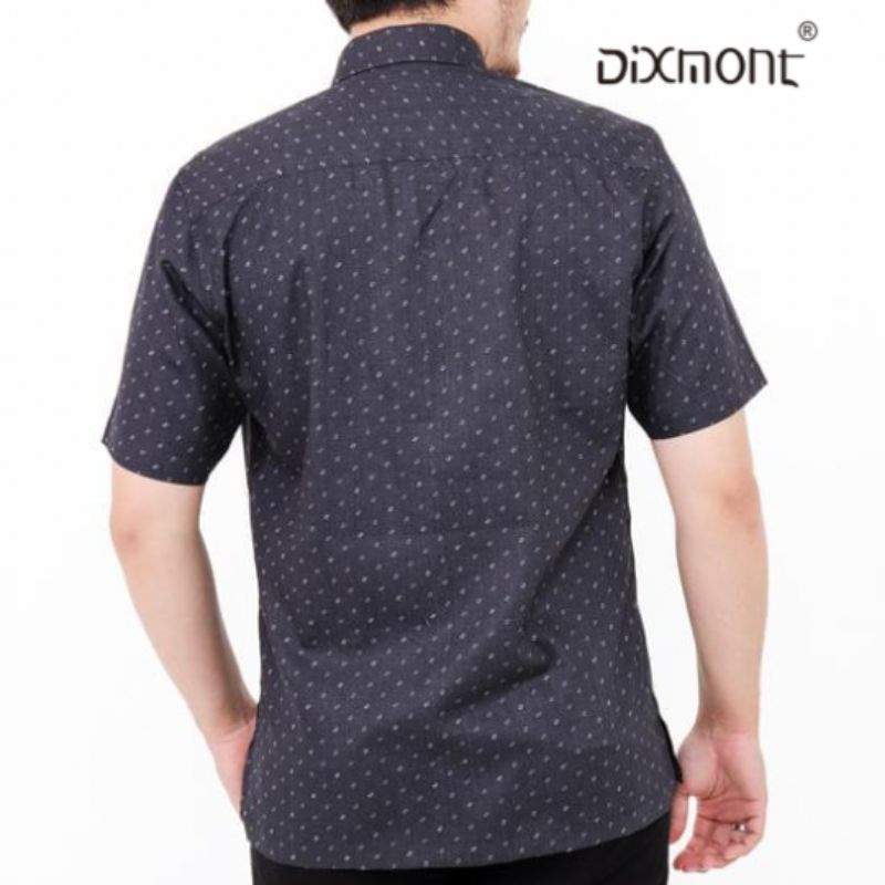 Dixmont Kemeja Pria Basic Formal Motif Lengan Pendek Hem MS01722