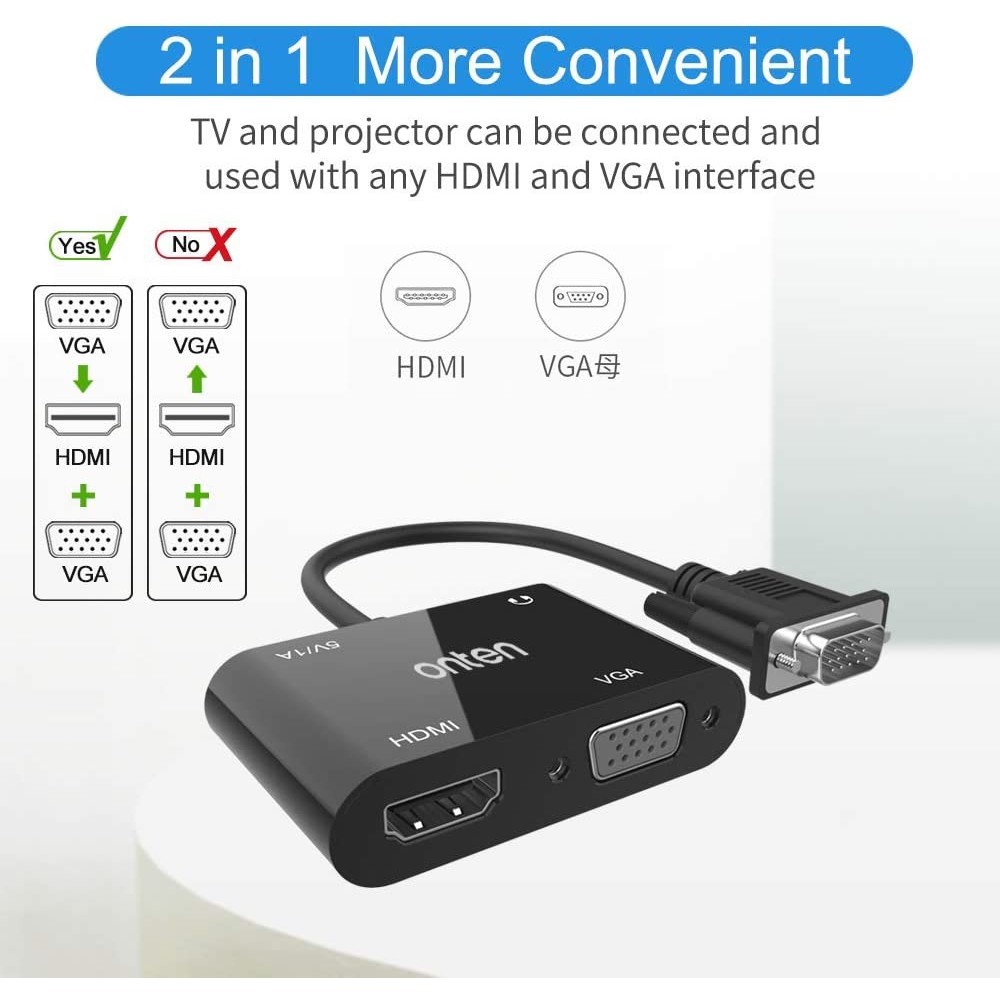 ONTEN OTN-5138HV - VGA Splitter to VGA and HDMI for PC and Laptop - VGA Splitter ke VGA dan HDMI