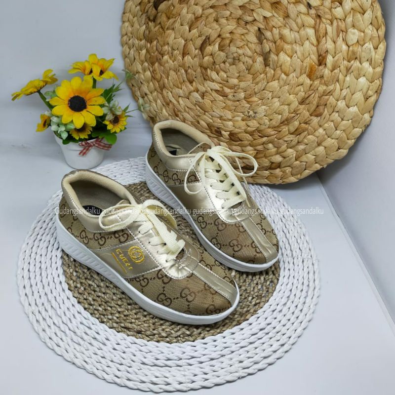 12.12 BIGSALE Sneaker wanita batam - sneaker wanita gold - sepatu sneaker wanita korean style HPD304