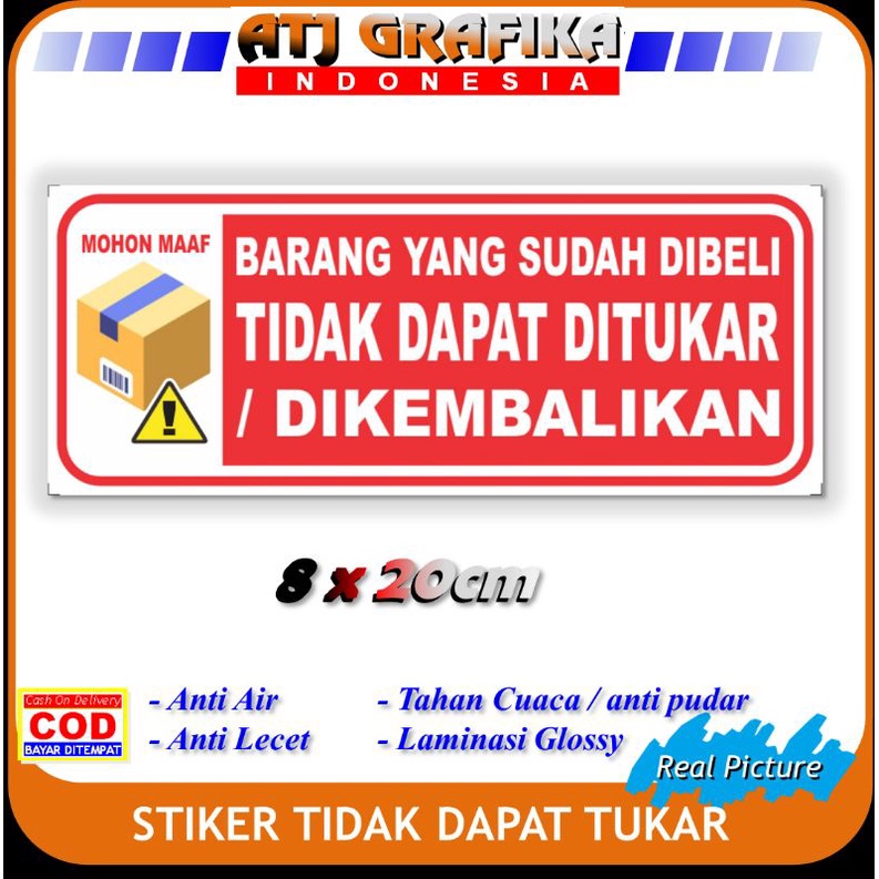 

Stiker new barang dibeli tidak dapat tukar kembalikan sticker jual beli toko