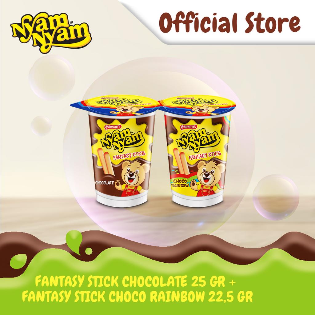 

Nyam-Nyam Fantasy Stick Chocolate 25 gr + Nyam-Nyam Fantasy Stick Choco Rainbow 22,5 gr