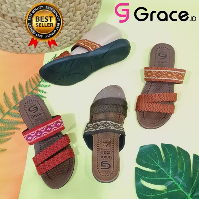 GRACE [RAJUT ANGGREK BAN 3M] Sandal Cewek Turki Slop/ Sendal Rajut Wanita/ Sandal Cewek Santai