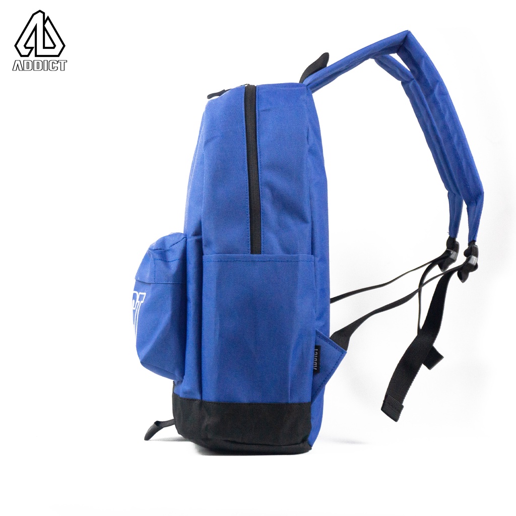 Tas Backpack Biru Hitam | Tas Pria | Tas Laptop | Tas Sekolah | Tas Punggung ADDICT Original