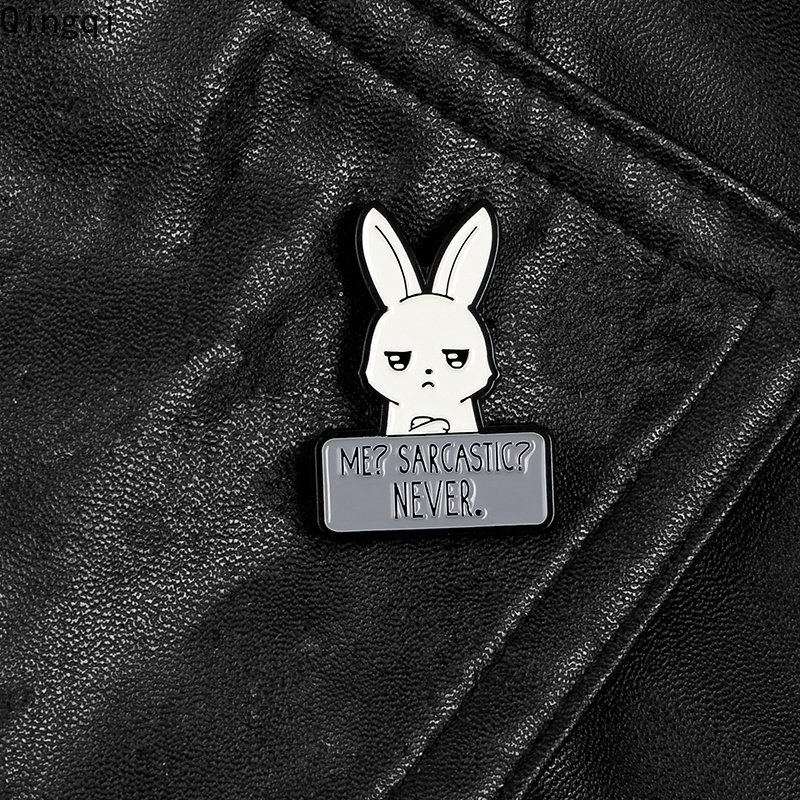 Bros Pin Enamel Bentuk Hewan Kelinci Never Genius Untuk Aksesoris Pakaian