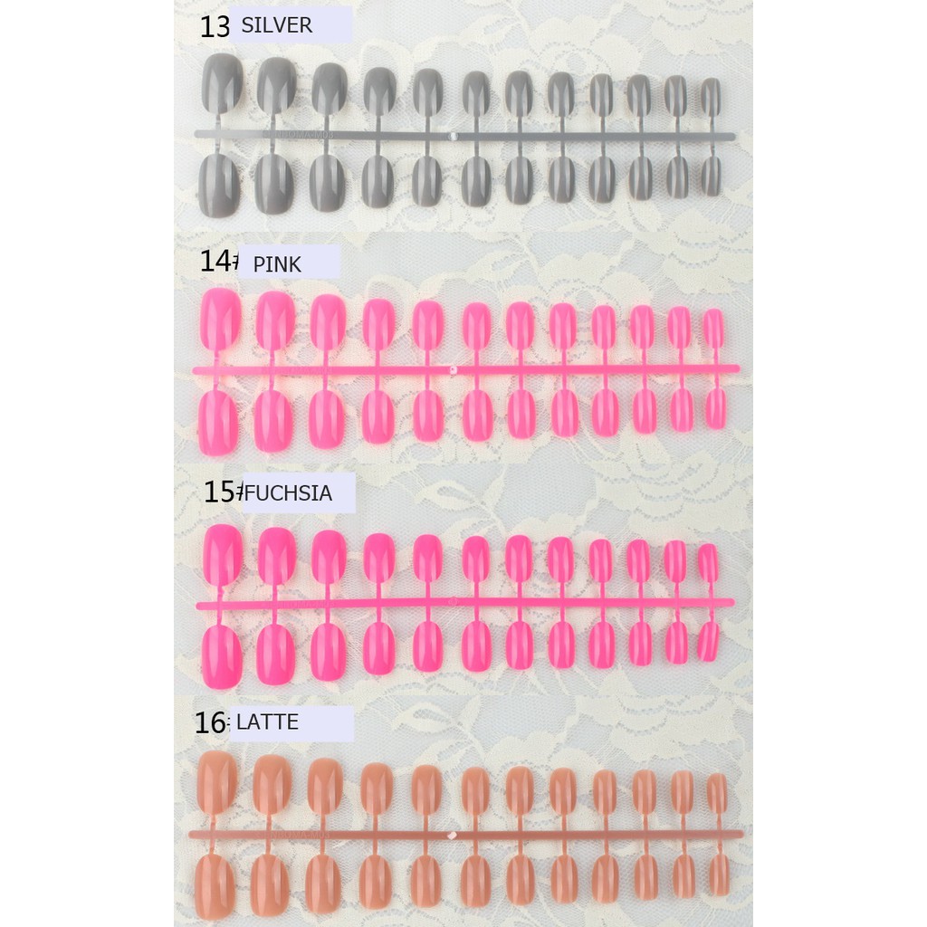 KUKU PALSU FAKE NAILS OVAL GLOSSY STYLE 24PCS BAG 1