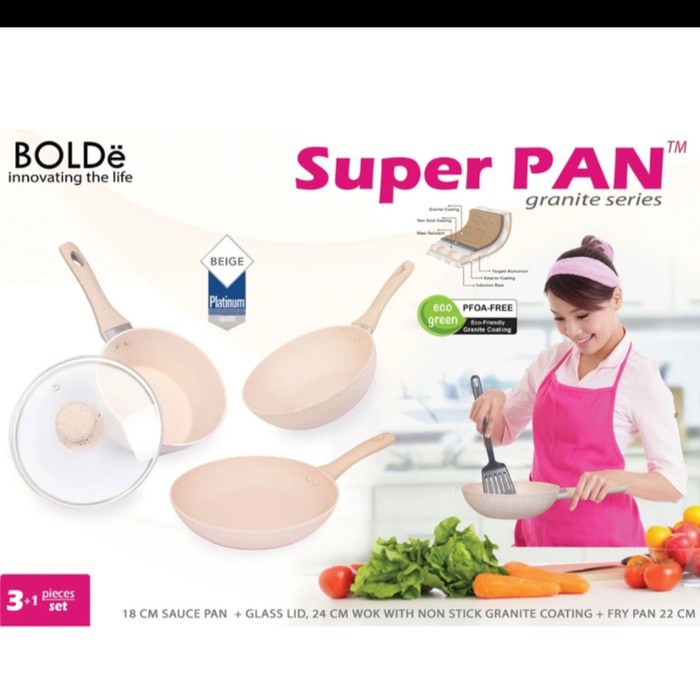 BOLDE Panci Set 3+1  Super Pan Set Panci Keramik Granite