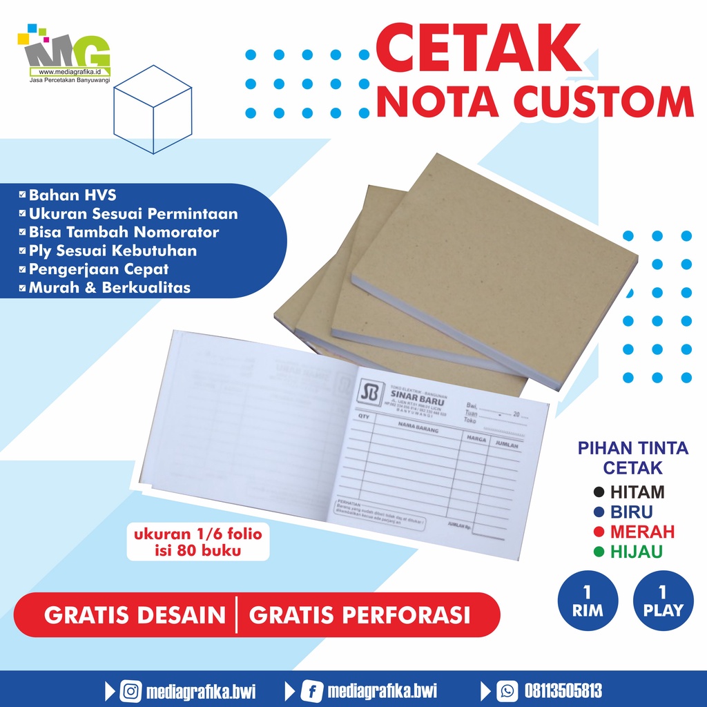 

CETAK NOTA CUSTOM HVS Termurah 1 Rim NOTA / KWITANSI / SURAT JALAN / FAKTUR