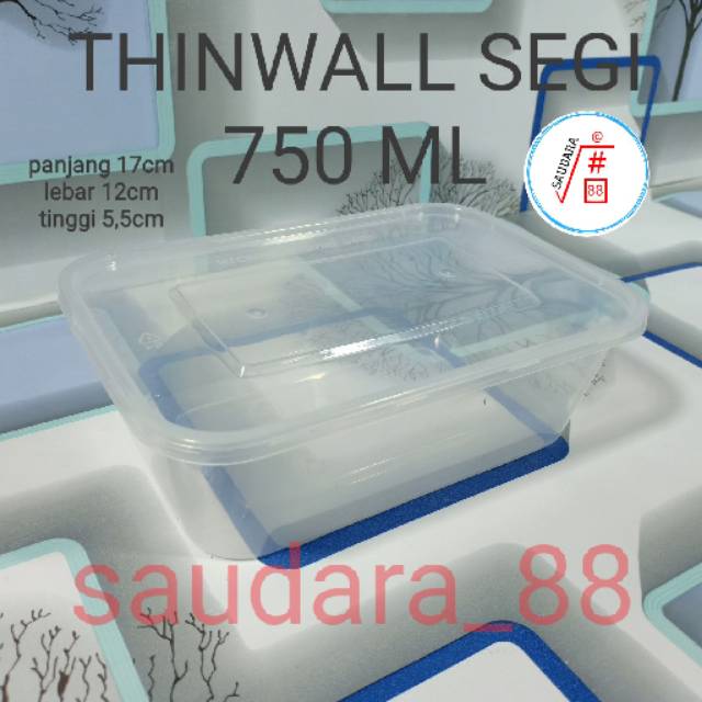 thinwall kotak 750 ml per 10 pcs / toples kotak / box makanan cup plastik