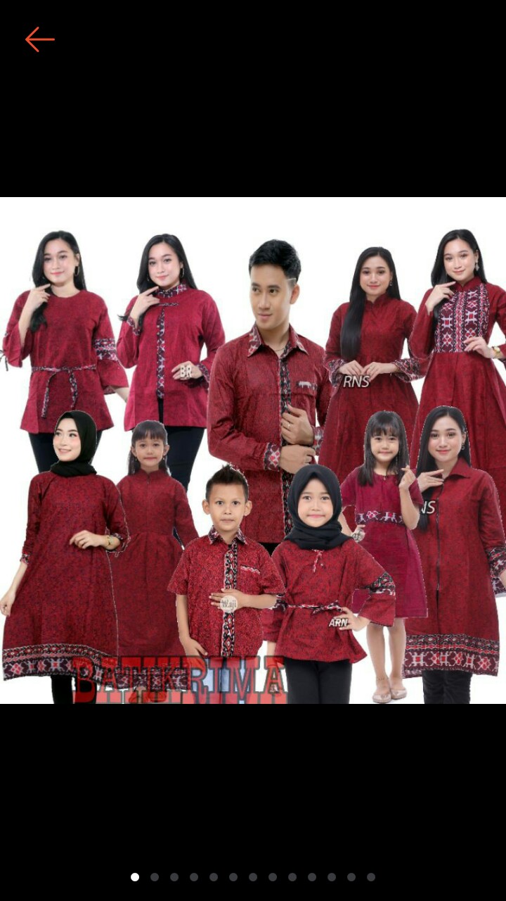 Batik Couple Keluarga Maura Couple Sania Ruffle Ori Ndoro Jowi Dnt Termurah Motif Mega Mendung Merah