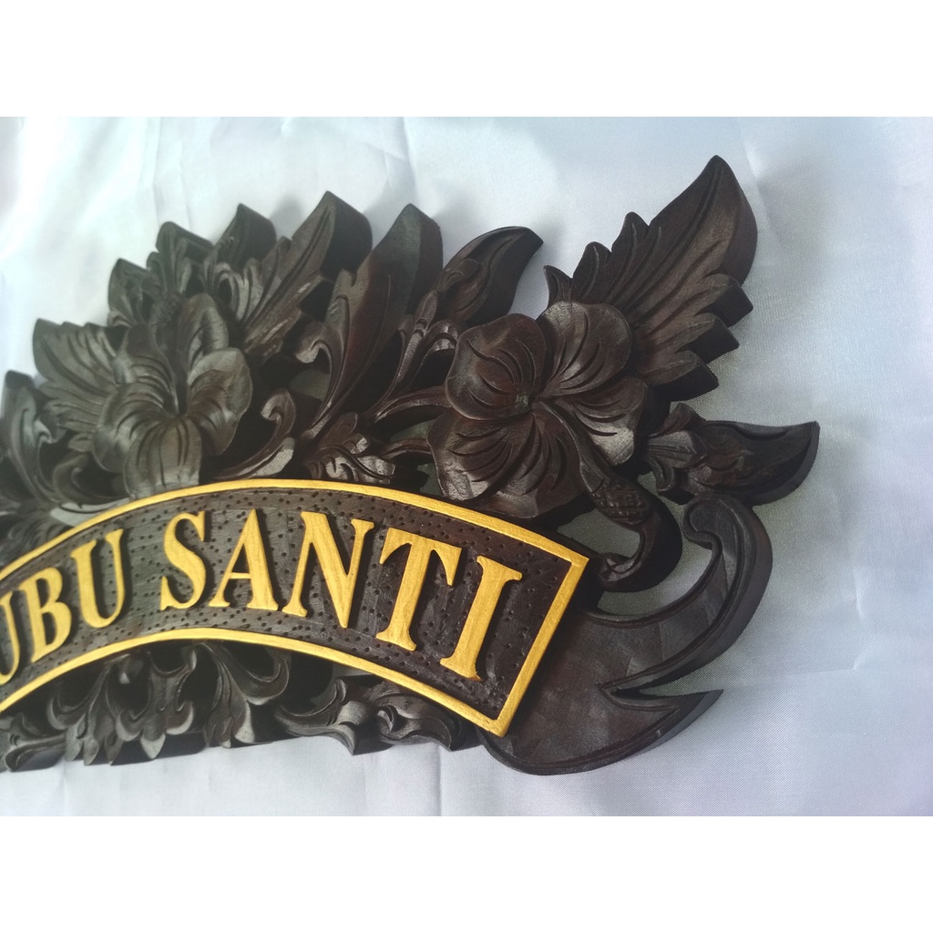 Name plate papan nama gantung dinding motif bunga pucuk