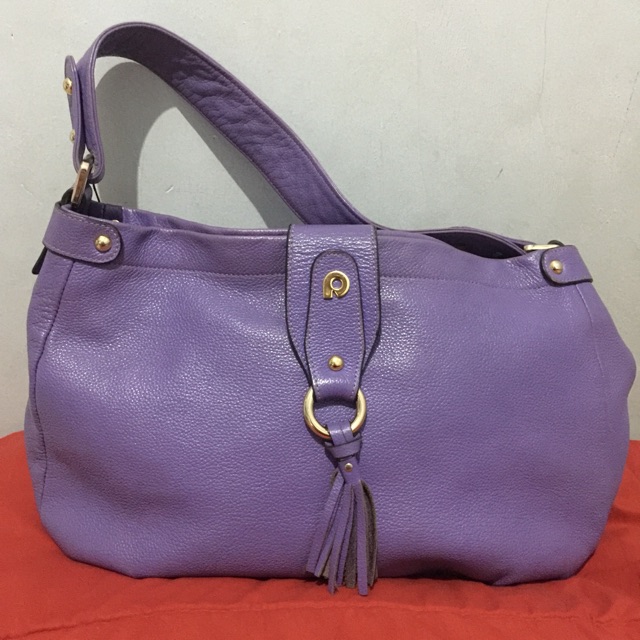 Preloved Papillon Leather Bag, tas bahu kulit asli