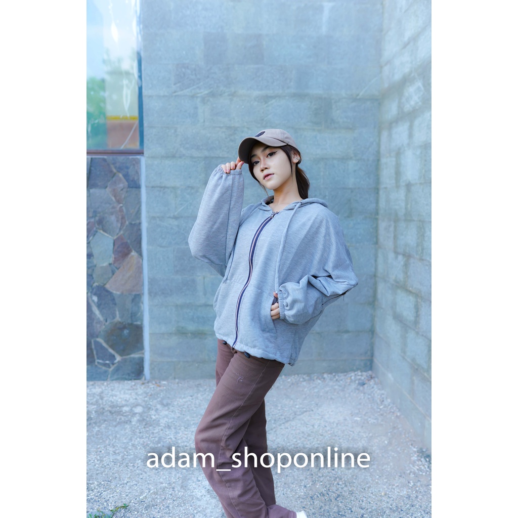 JAKET HOODIE WANITA -  JI WON JAKET - OVERSIZE - HOODIE ZIPPER - KOREAN STYLE - TREND