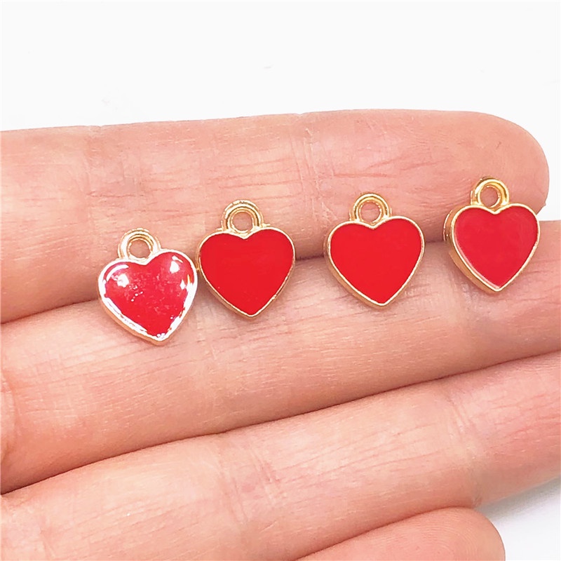 4pcs Liontin Kalunggelanganting Enamel DIY Bahan Alloy Warna Merah Charms