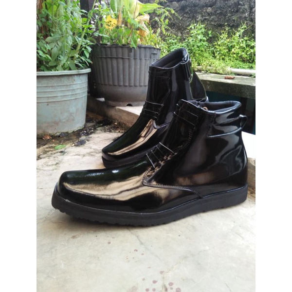 SEPATU PDH KULIT SOL DATAR DINAS TNI POLRI