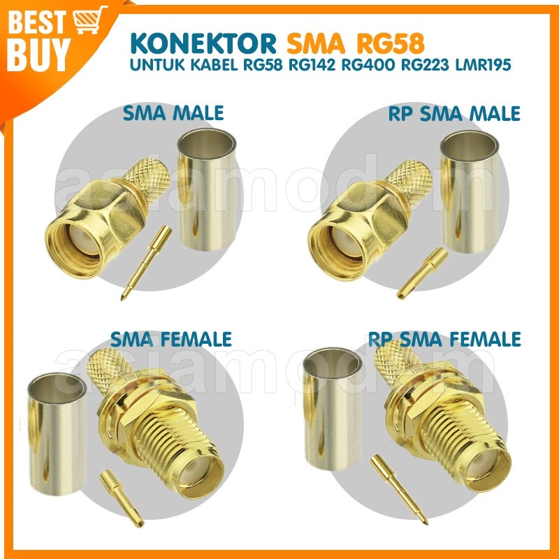 Konektor RP SMA Male Female Connector Kabel RG58 RG142 LMR195 RG303  SMA Male SMA FEMALE
