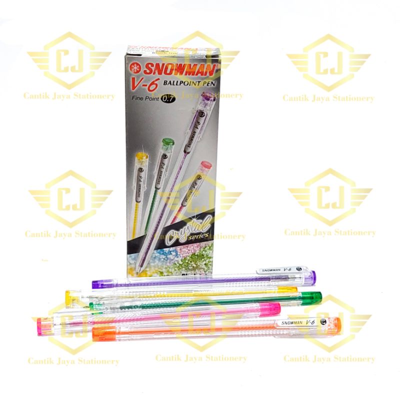 

[1 BOX / 12 PCS] Pulpen Ballpoint SNOWMAN V6 V-6 Semi-Gel Pen 0.7 mm