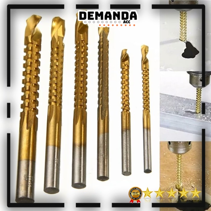 DEKO MATA BOR POWER DRILL HSS STEEL TITANIUM 6 PCS NGEBOR KAYU, PLASTIK, ALUMINIUM DLL