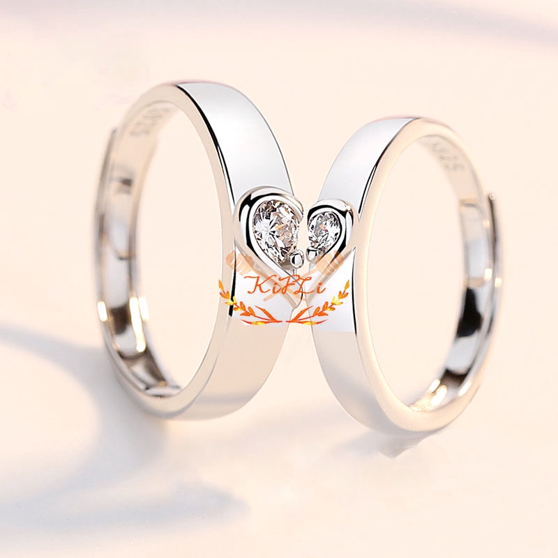 925 Silver Cincin,Pasangan Berlian Mode Wanita,Perhiasan Cincin Couple Rings