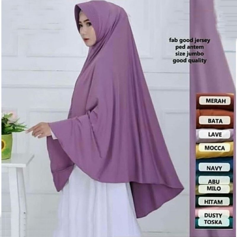 Jilbab Jersey Bergo Tasya Jumbo size 80 x 110 cm / khimar XL / Jilbab Jersey Instan Jumbo