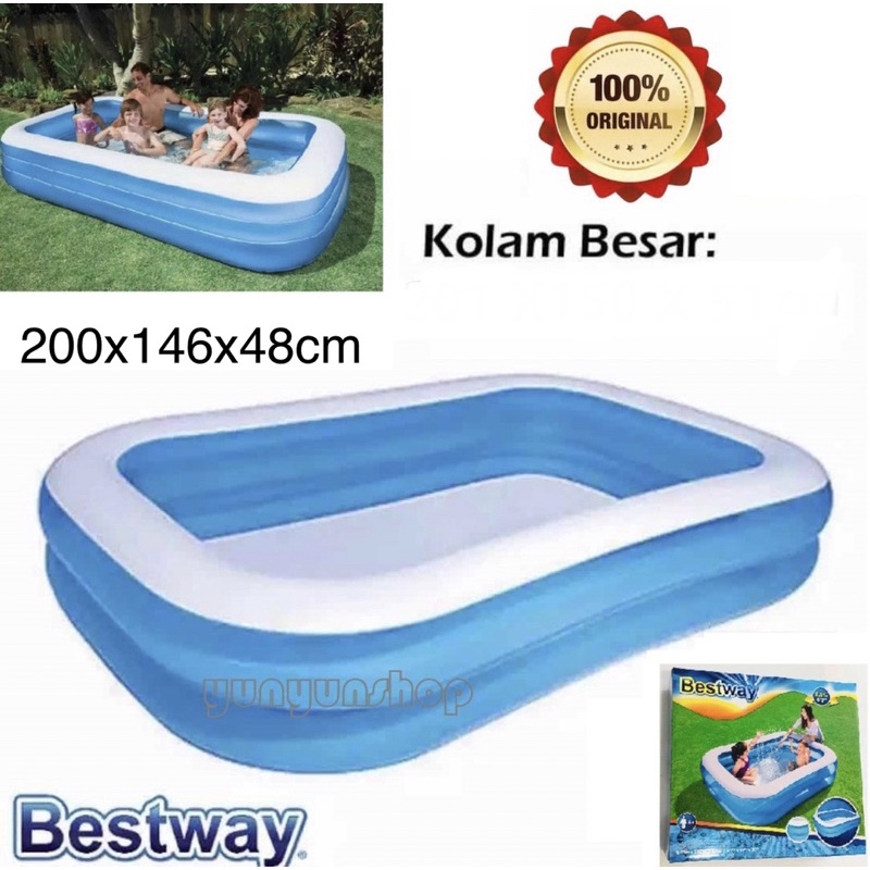 Bestway 54005 Kolam Renang Anak dan Keluarga Ukuran Besar 200 x 146 x 48 cm