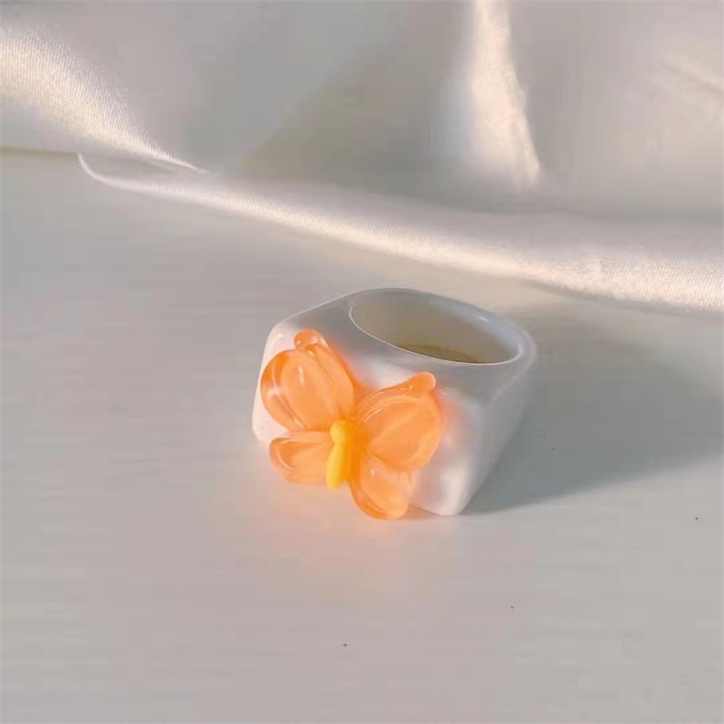 Perhiasan Cincin Batu butterfly Bahan resin Warna Permen Untuk Pria Dan Wanita