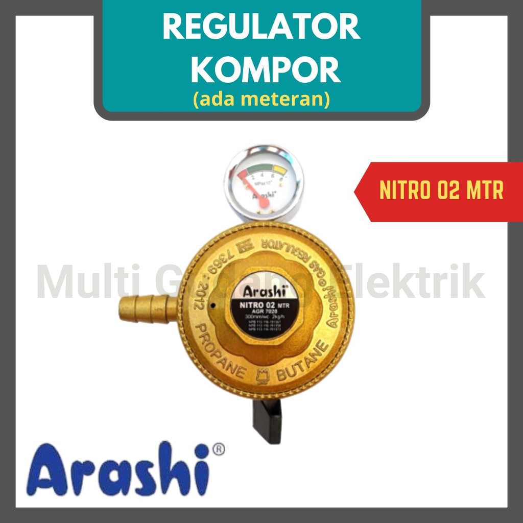 Regulator Kompor Arashi Nitro 2 plus Meteran SNI Super Murah