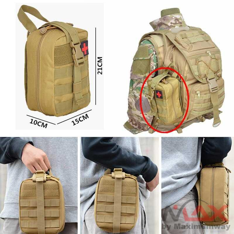 HAISUNNY Tas pinggang P3K PPPK Medis Obat Gaya Militer Tas Medis Obat P3K First Aid Kit Medical Bag tas pinggang mobil motor camping outdoor Tactical Bag Survival Pouch Outdoor Medical Box Large Size SOS Bag Tactical First Aid Bag Medical Kit Bag Molle