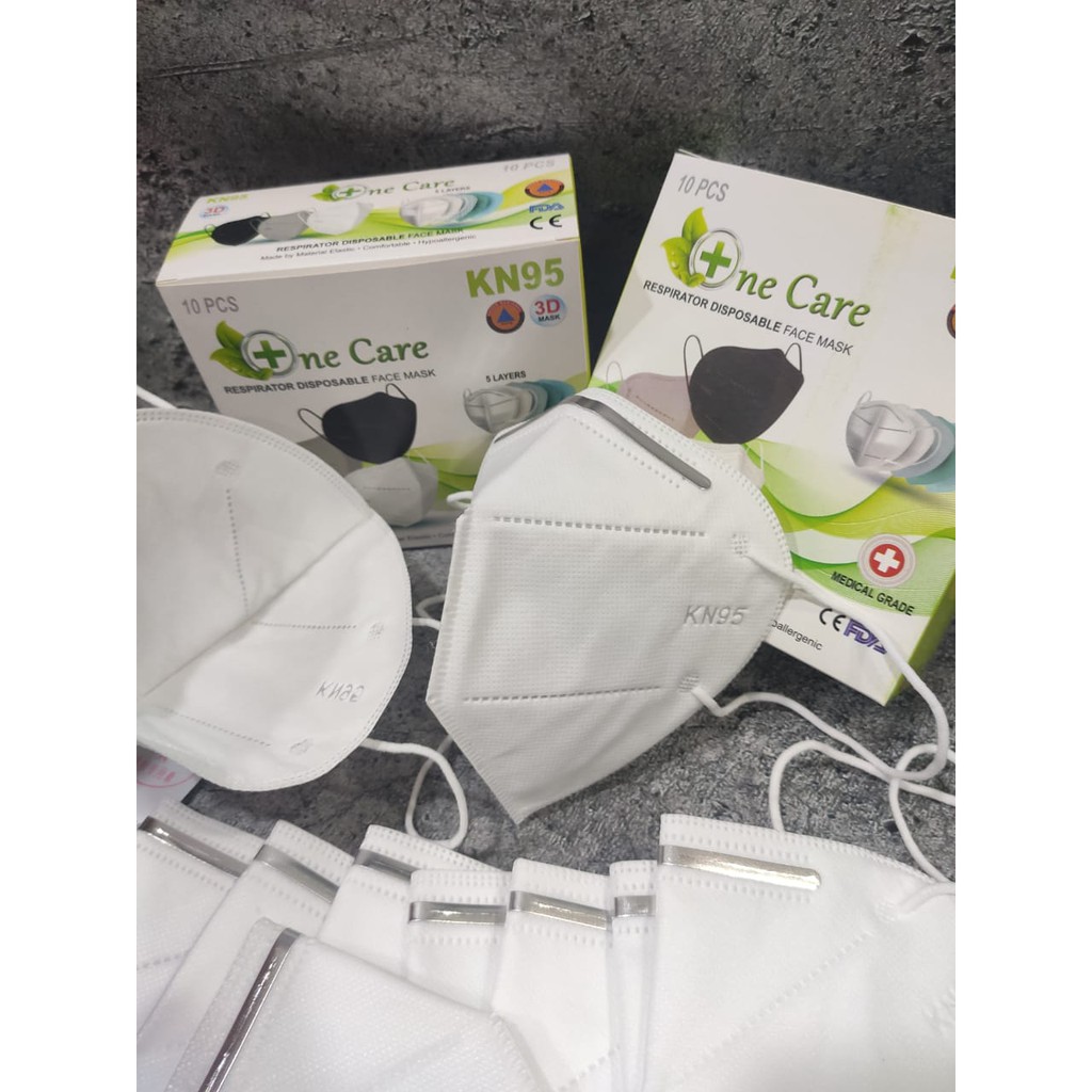 PER 1 BOX 10 PC - MASKER KN95 MURAH NECARE NE CARE KAWAT DALAM &amp; LUAR  - WHITE