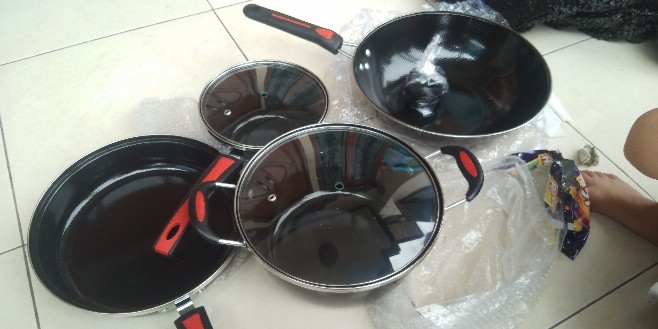 Panci Set Gsf 1831 / Cookware Set Enamel Gsf 1831 Tutup Kaca