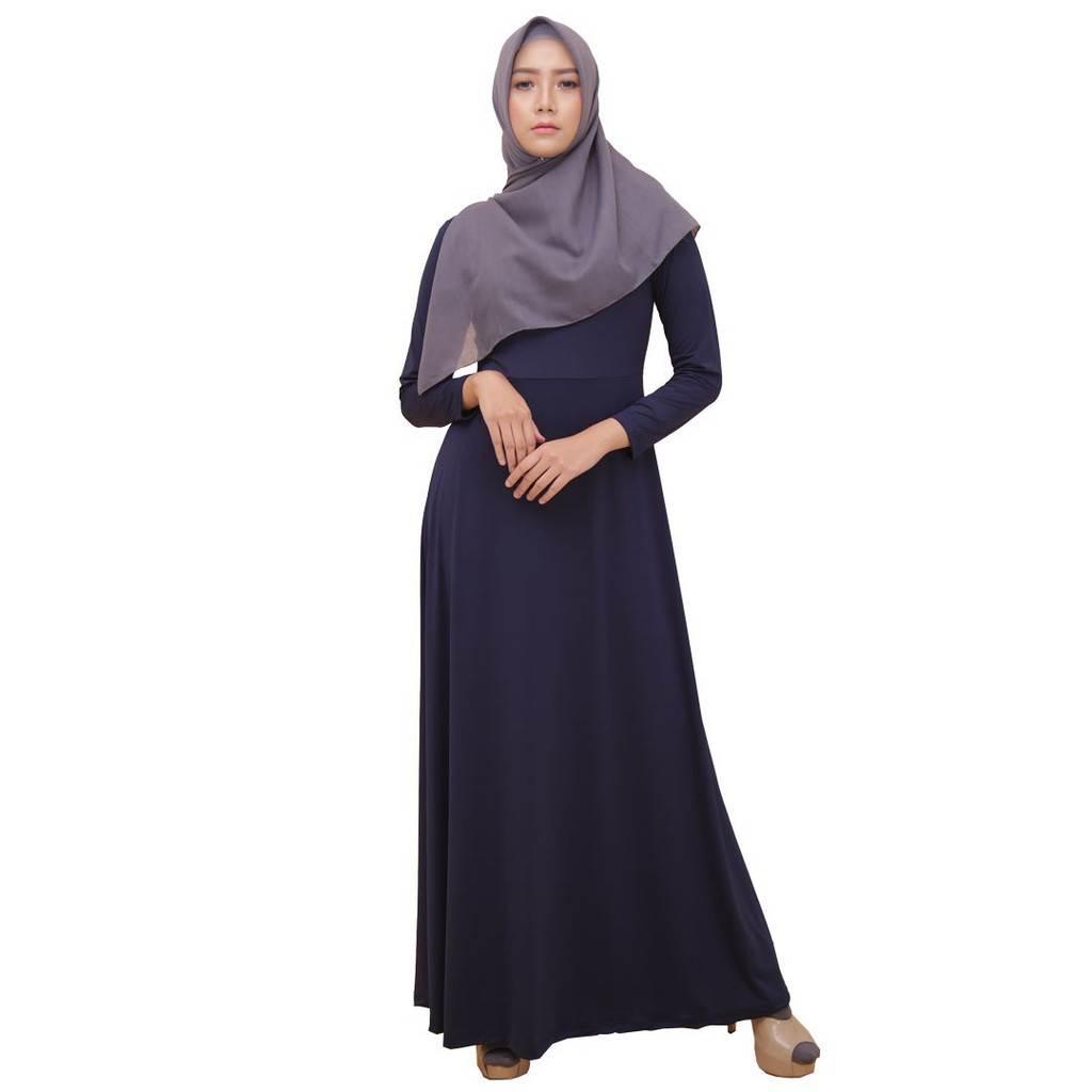 Elzatta Gamis Gamia Azra Navy /Gamis Polos / Inner gamis