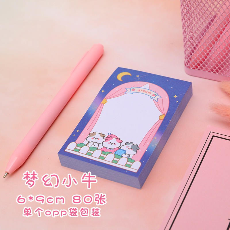 Sticky note memo pad sapi karakter hewan-Night dream